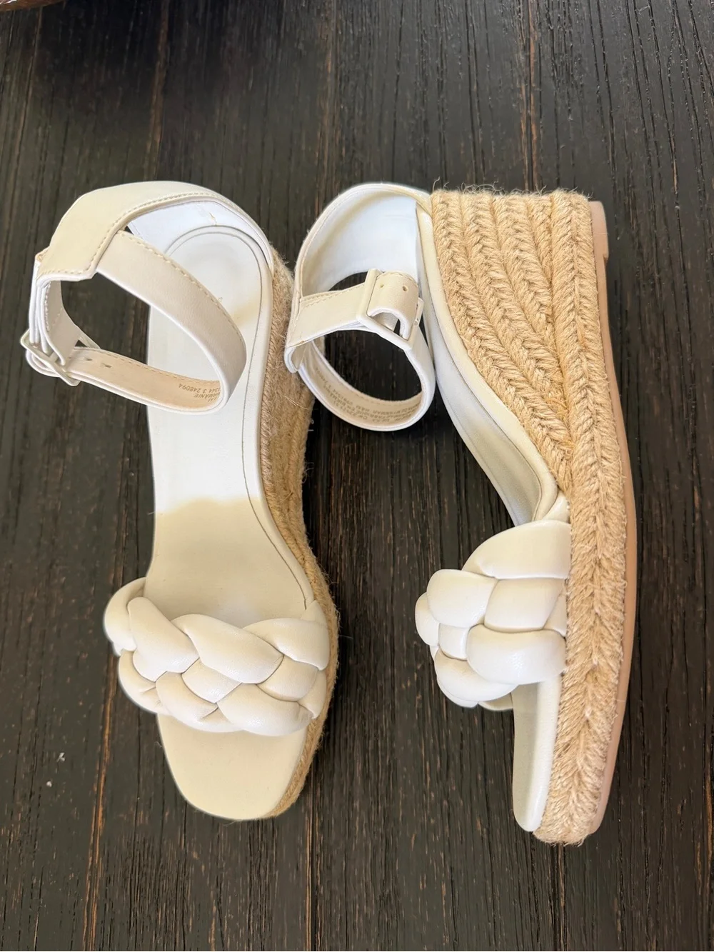 H&M Cream Braided Espadrille Wedge Sandals